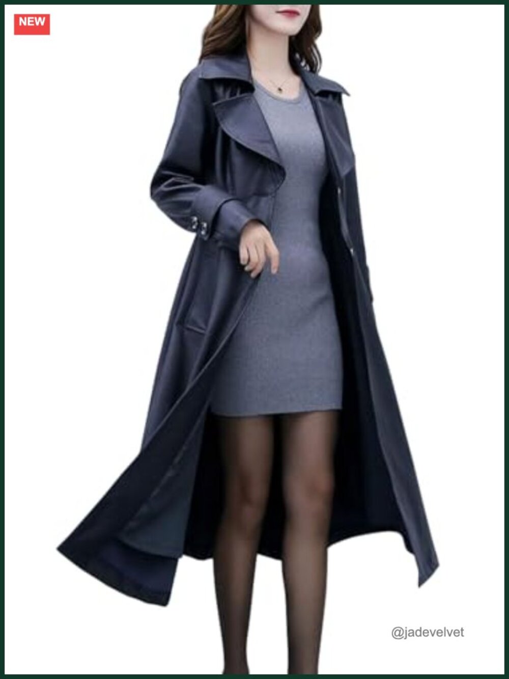 Elegant PU Leather Long Trench Coat Fit-Flare Button Down